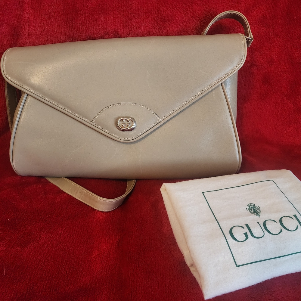 Gucci Leather Clutch with Silver Logo